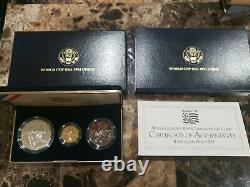 WORLD CUP USA 1994 Commemorative 3-COIN Set GOLD & SILVER