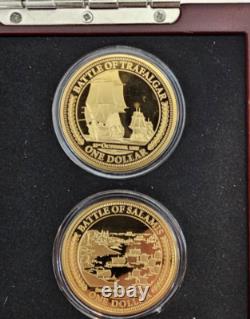 World's Greatest Naval Battles Gold Dollar Collection. 8 Coins Complete Set Coa