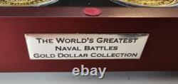 World's Greatest Naval Battles Gold Dollar Collection. 8 Coins Complete Set Coa