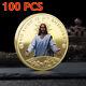 100pcs Pièce Commémorative Chrétienne Plaquée Or Croyance Religieuse Jésus Noël