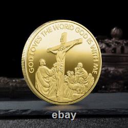 100PCS Pièce Commémorative Chrétienne Plaquée Or Croyance Religieuse Jésus Noël