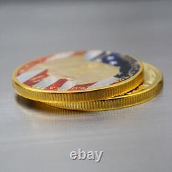 100PCS Pièce Commémorative en Or Plaqué du 45e Président MAGA King Donald Trump Cadeau