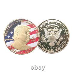 100PCS Pièce Commémorative en Or Plaqué du 45e Président MAGA King Donald Trump Cadeau
