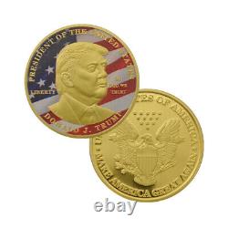 100PCS Pièce Commémorative en Or Plaqué du 45e Président MAGA King Donald Trump Cadeau