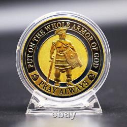 100x Design De Défi Mettre Sur L'armure Entière De Dieu Commemorative Pièce D'or