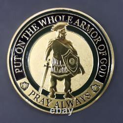 100x Design De Défi Mettre Sur L'armure Entière De Dieu Commemorative Pièce D'or
