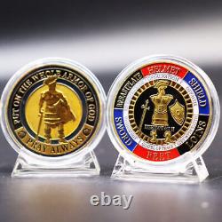 100x Design De Défi Mettre Sur L'armure Entière De Dieu Commemorative Pièce D'or