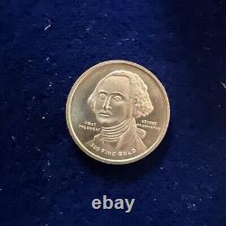 1776-1976 George Washington. Boîte et certificat de pièce commémorative en or fin de 500.