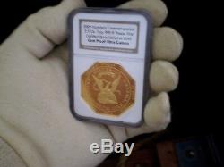 1852 Humbert Commémorative De 50 $ Octagon Dollars Gem Pf 2.5 Oz. 999 Pur Gold Coin