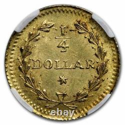 (1853) Liberty Round 25 Cent Gold Ms-64 Ngc (bg-221) Sku#248053