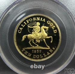 1857/0 49er Cavalier $10 Or S. S. Central America PCGS Profonde Cameo Preuve Coin