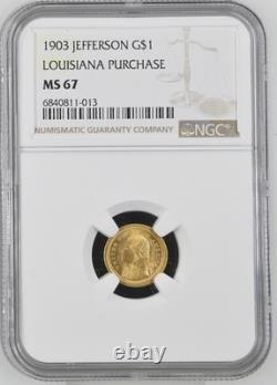 1903 G$1 Jefferson Louisiane Achat MS67 Classique Or Commémorative
