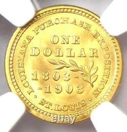 1903 Jefferson Pièce Commémorative En Dollars D'or G$ Certifiée Ngc Ms64 (bu Unc)