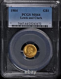 1904 Lewis et Clark Pièce Commémorative en Or de 1 $ PCGS MS64 Superbe Attrait Visuel