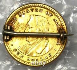 1905 Lewis And Clark Dollar Gold Coin With Attached Pin (g$1) Xf Détails