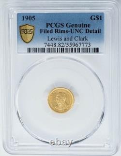 1905 $ Lewis & Clark Dollar en Or UNC Détail PCGS Authentique Sécurisé 950506-14