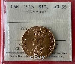 1913 Canada Or $ 10 Dollar Coin Ciec Au-55