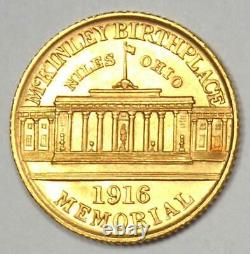 1916 Mckinley Commemorative Gold Dollar Coin G$1 Détail Non Circulé (unc, Ms)