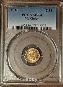 1916 Mckinley Commemorative Gold Dollar Coin G$1 Pcgs Ms64