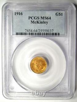1916 Mckinley Pièce Commémorative En Dollars D'or G$ Certifiée Pcgs Ms64 (unc Bu)