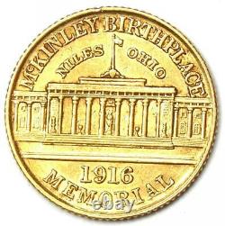 1916 Mckinley Pièce Commémorative En Dollars D'or G$ Xf / Au Détail (nettoyé)