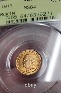 1917 $1 Commémoratif en or McKinley PCGS MS64 OGH ÉTONNANT
