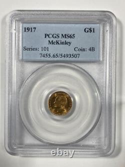 1917 McKinley 1 $ en or commémorative. PCGS MS65