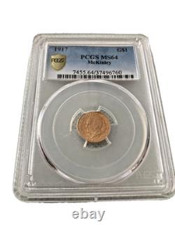 1917 PCGS MS64 Dollar en Or Commemoratif McKinley