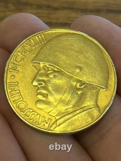 1922 1923 Italie 100 LIRE Pièce en Or MUSSOLINI Commemorative 1oz. + SUPER RARE