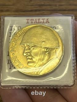 1922 1923 Italie 100 LIRE Pièce en Or MUSSOLINI Commemorative 1oz. + SUPER RARE
