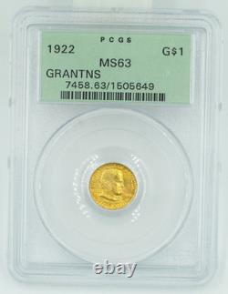 1922 PCGS MS63 Dollar commémoratif en or Grant sans étoile OGH