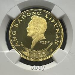 1975 Or Philippin 1000 Piso Nouvel Société Anniversaire NGC Preuve PF 69 UC Rare