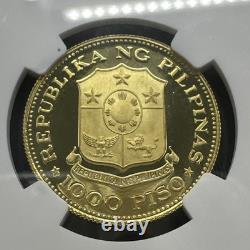 1975 Or Philippin 1000 Piso Nouvel Société Anniversaire NGC Preuve PF 69 UC Rare