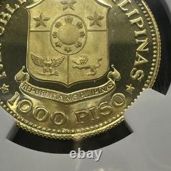 1975 Or Philippin 1000 Piso Nouvel Société Anniversaire NGC Preuve PF 69 UC Rare