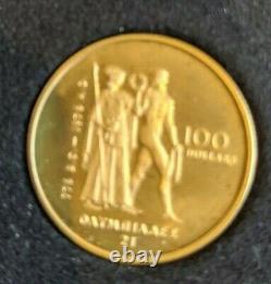 1976 Canada $100 Montréal Olympic Commemorative 22k Gold Coin 1/2 Oz. Coa De L'or