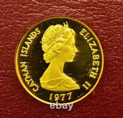 1977 Îles Caïmans 50 $ Or Preuve Commemorative de la Reine Anne