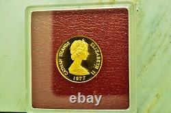 1977 Îles Caïmans 50 $ Or Preuve Commemorative de la Reine Anne