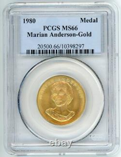 1980 MARIAN ANDERSON 1/2 Oz. MÉDAILLE D'OR COMMÉMORATIVE ARTS AMÉRICAINS PCGS MS66