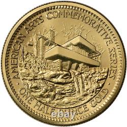 1982 Us Gold (1/2 Oz) Médaille Commémorative Arts Américain Frank Lloyd Wright Bu