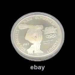 1983 / 1984 American Mint 3 Pièce Olympic Silver & Gold Ensemble De Preuves Commémoratives Avec Coa