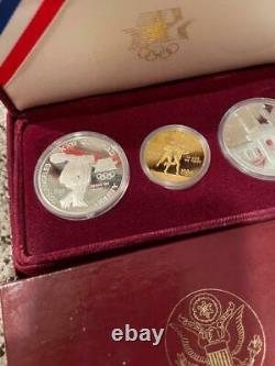 1983 1984 Olympic Gold Silver Proof Set U. S. Mint 3 Pièces Set Coa Ogp
