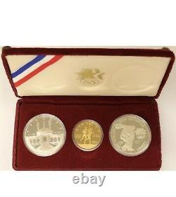 1983-1984 Série Olympique De 3 Pièces 10 Dollars D'or-1/2 Oz 2 Dollars D'argent 1 Oz Comm