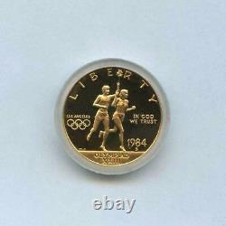 1984 S Us Mint Los Angeles Olympics $10 Gold Proof Coin With Olympics Box & Coa