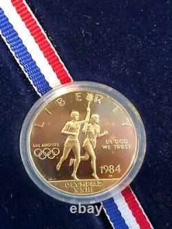 1984-w American Mint Olympic $10 Gold Coin Preuve Commémorative Environ 1/2 Oz D'or