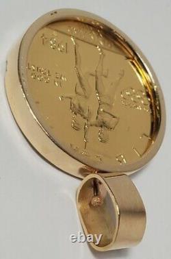 1984-w Preuve Olympique Commémorative 10 $ Pièce D'or Avec Lunette D'or 14k