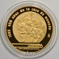 1985 Mexique 250 Pesos Pièce D'or Commémorative Pour La Coupe Du Monde 1986 Avec Cheval