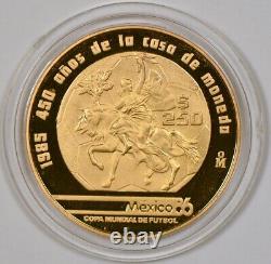 1985 Mexique 250 Pesos Pièce D'or Commémorative Pour La Coupe Du Monde 1986 Avec Cheval
