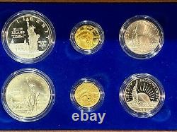 1986 États-unis Liberty Commemorative 6 Coin Set Argent & Or Preuve Box/coa