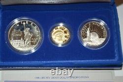 1986 Statue de la Liberté 3 Ensemble de pièces de monnaie en or et en argent