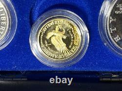 1986 Statue de la Liberté 3 pièces de monnaie en or de 1/4 once et 1 ensemble d'argent non circulé + boîtes